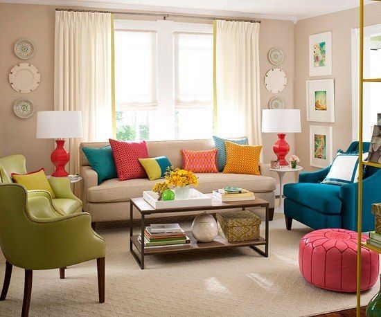 Renkli oturma odası modelleri