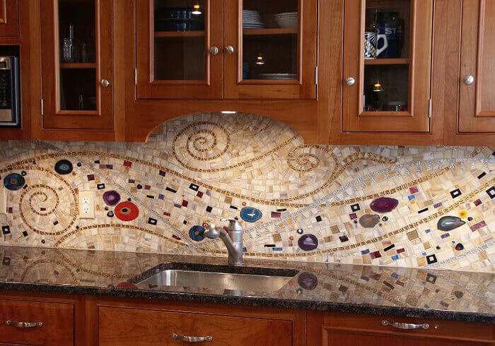 mozaik mutfak duvarı dekorasyonu